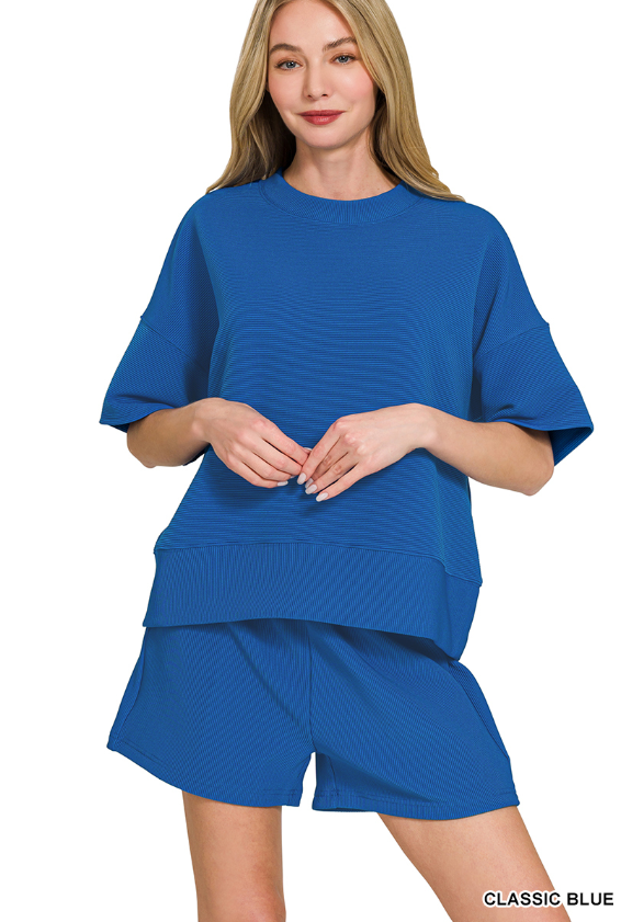 Classic Blue Ribbed Set