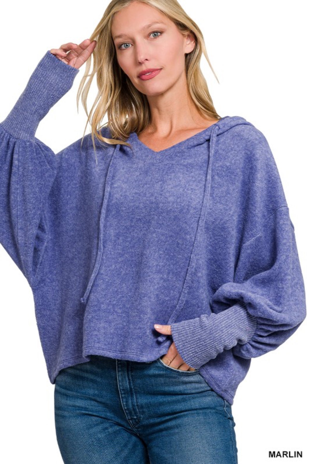 Marlin soft brushed cropped hoodie