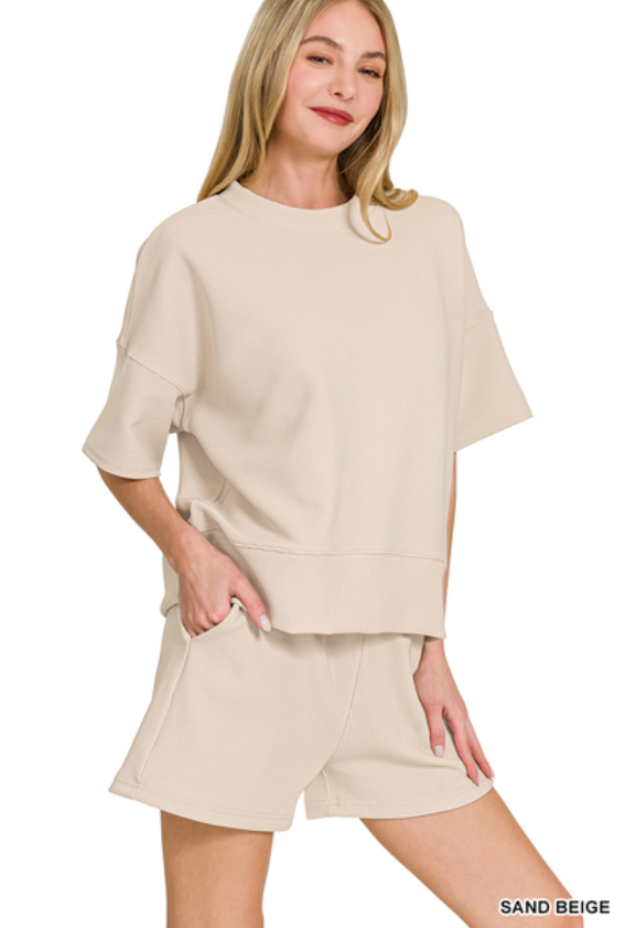 Sand Beige Ribbed Set