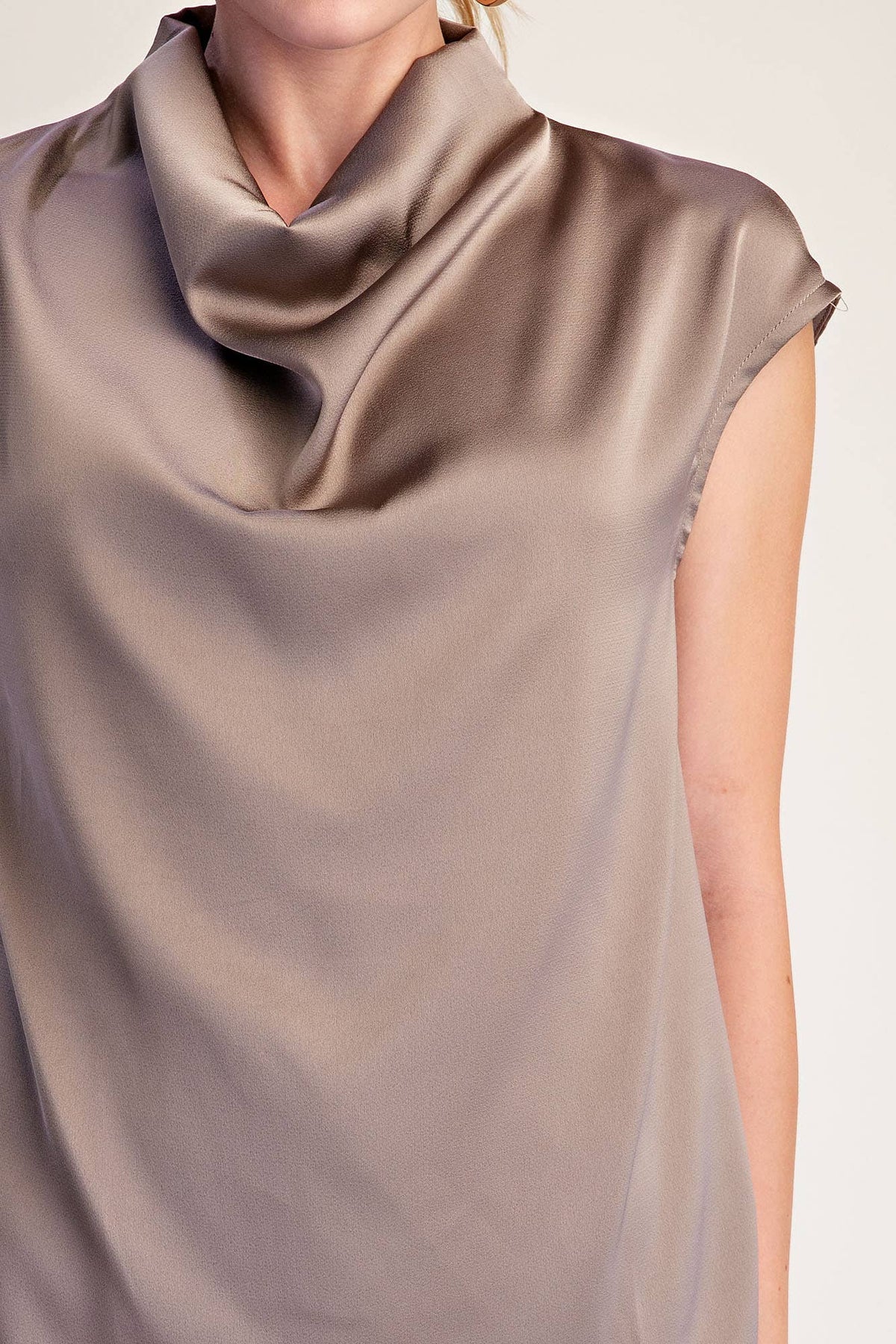 Cowl Neck  Sleeveless Satin Top