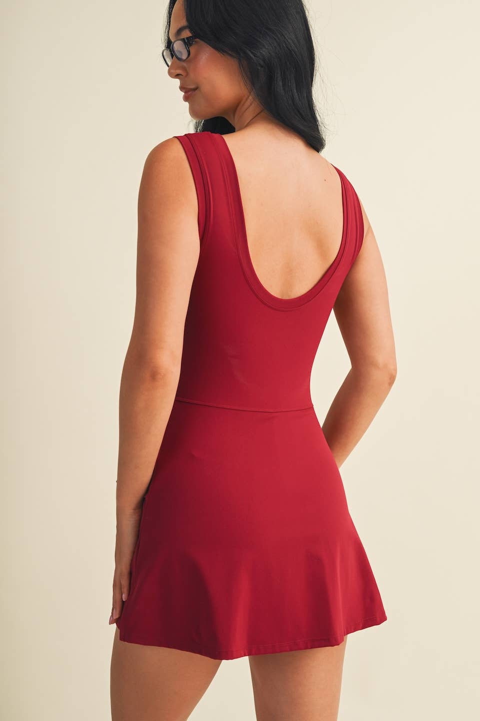 Burgundy Sleeveless Wrap Tie Front Dress