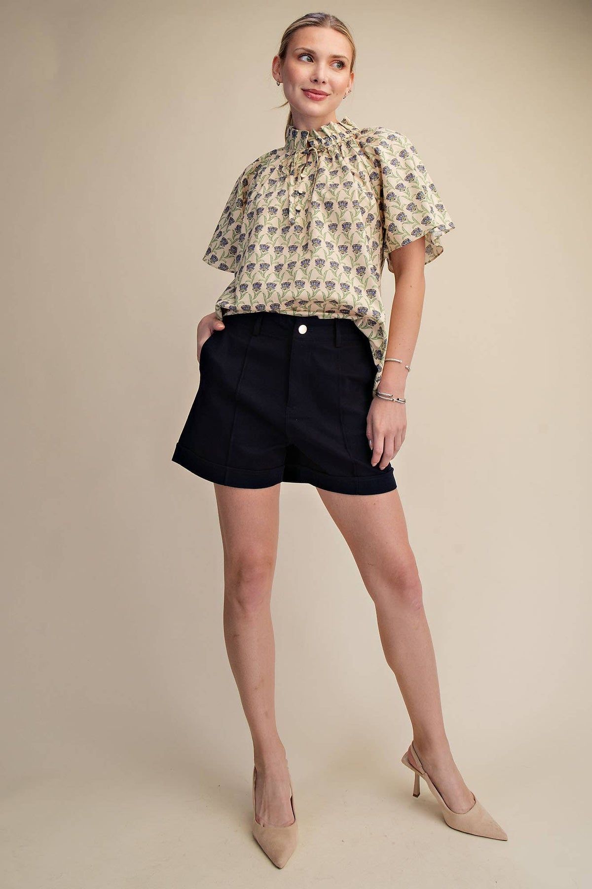High Waist Seam Detail Shorts
