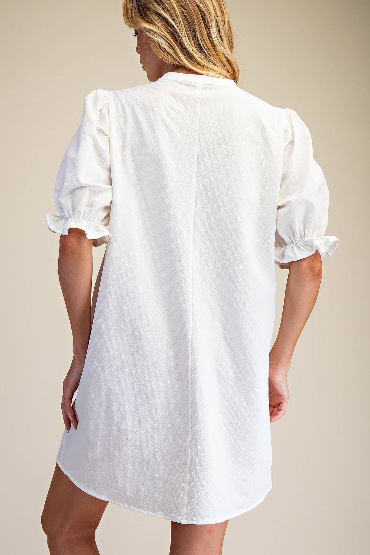 White Puff Sleeve Mini Dress