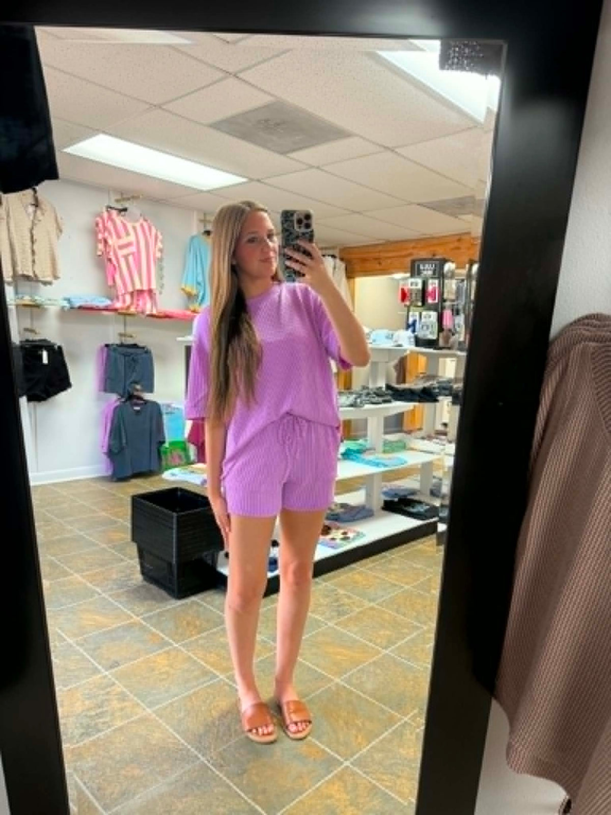 Spring Violet Short Sleeve Ribbed Set