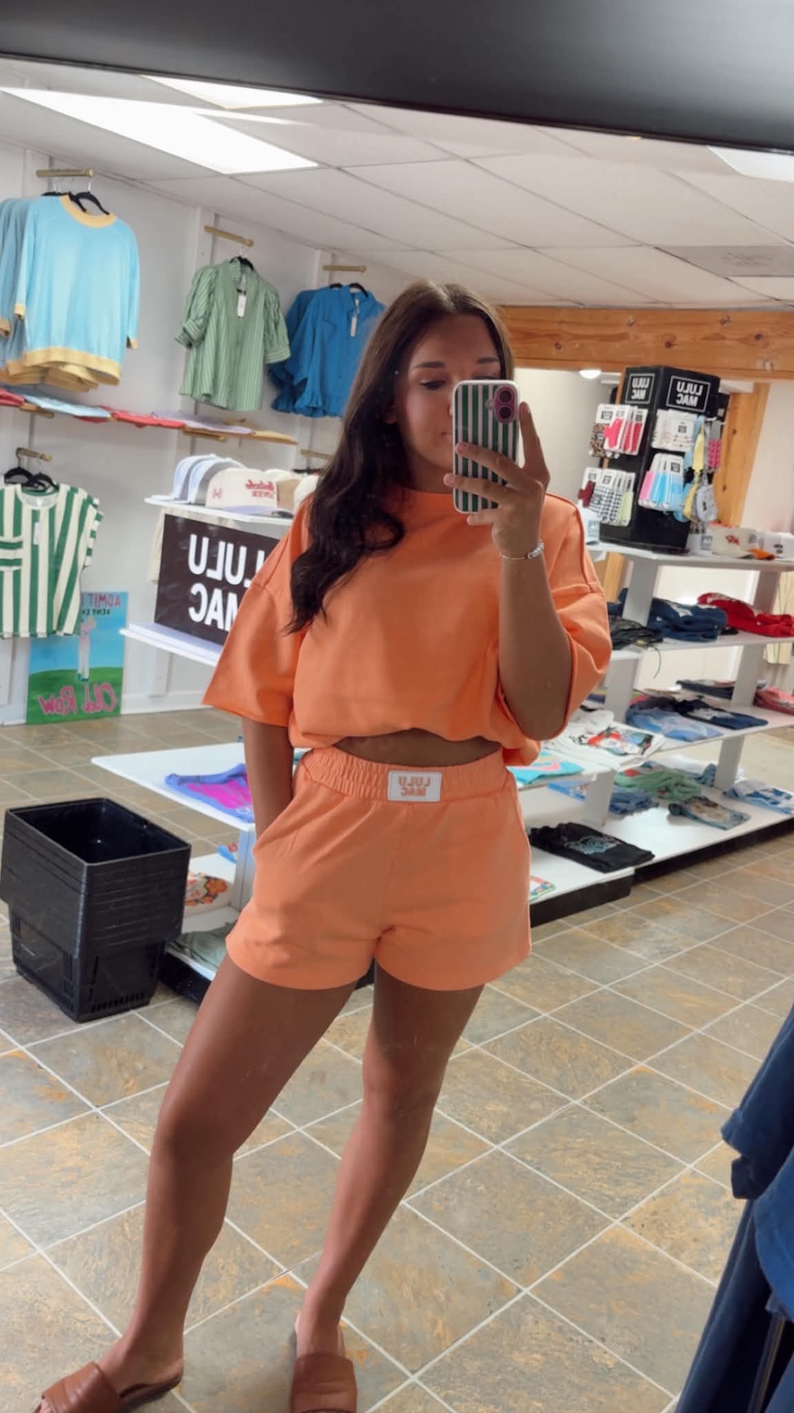 Lulu Mac orange french terry shorts