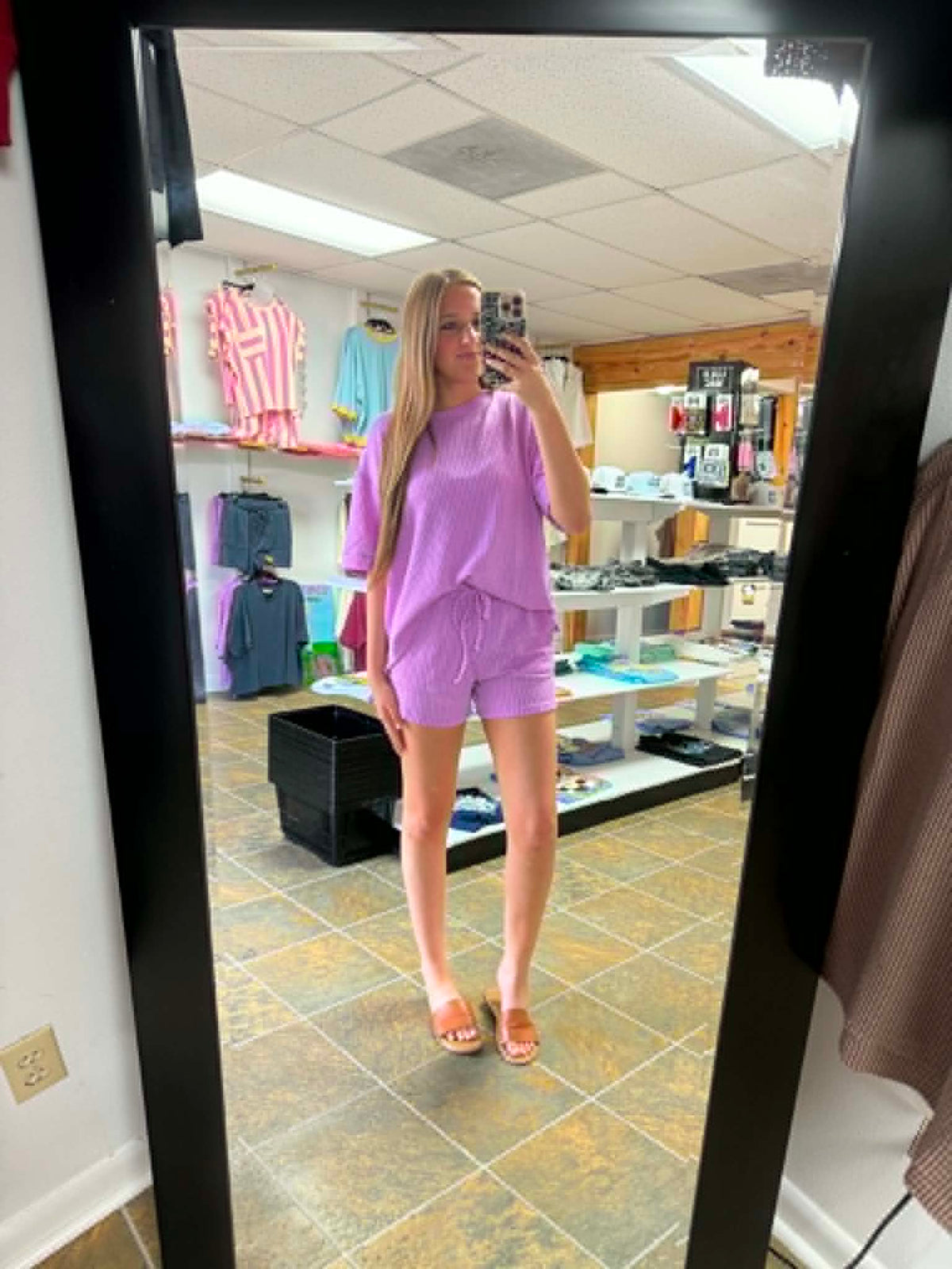 Spring Violet Short Sleeve Ribbed Set