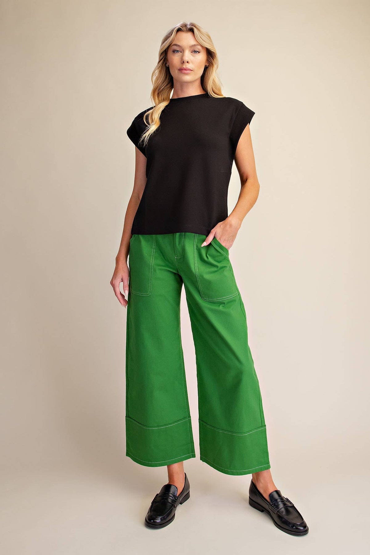 Round Neck Drop Shoulder Pullover Top