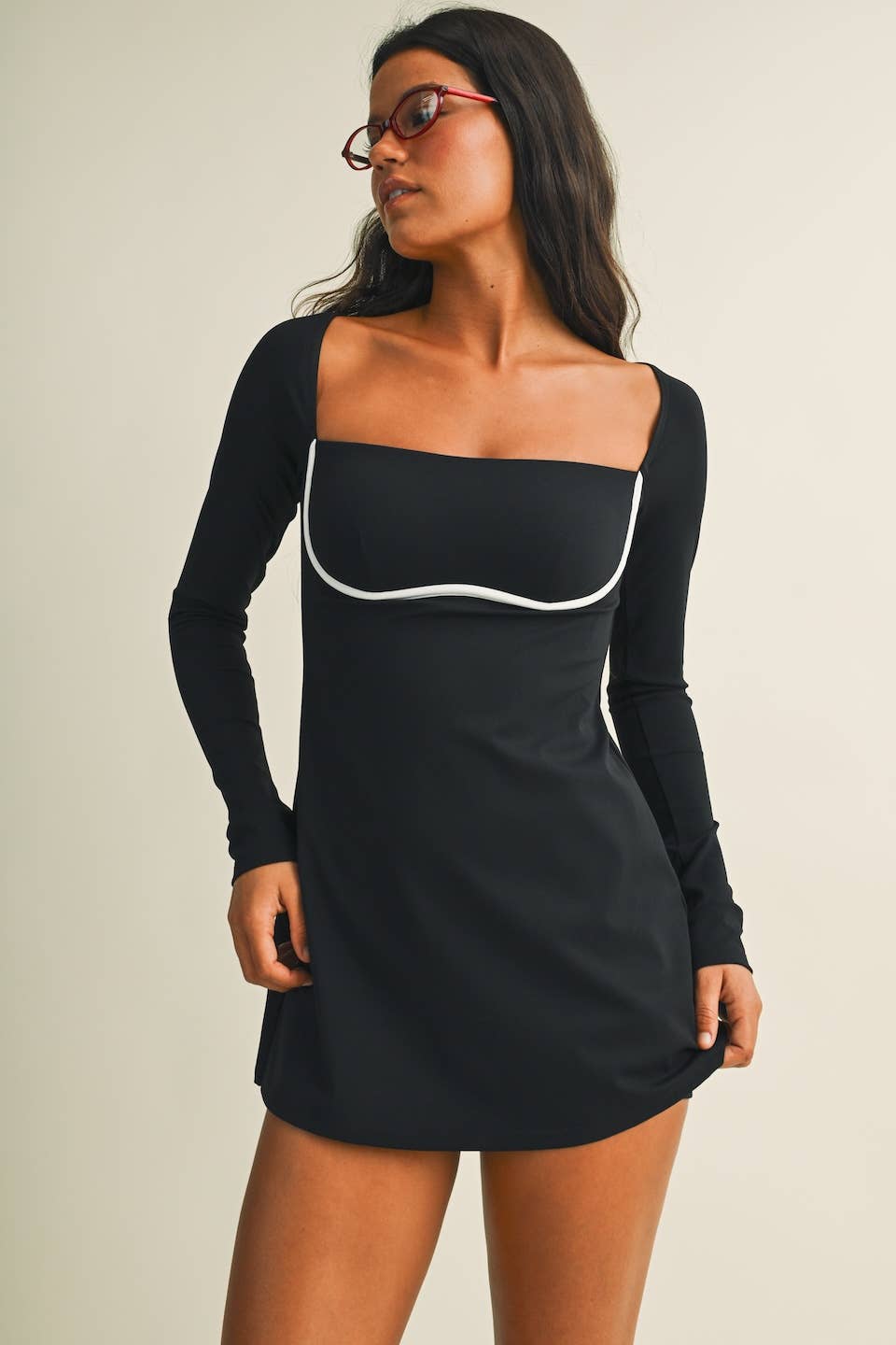 Black long sleeve active dress