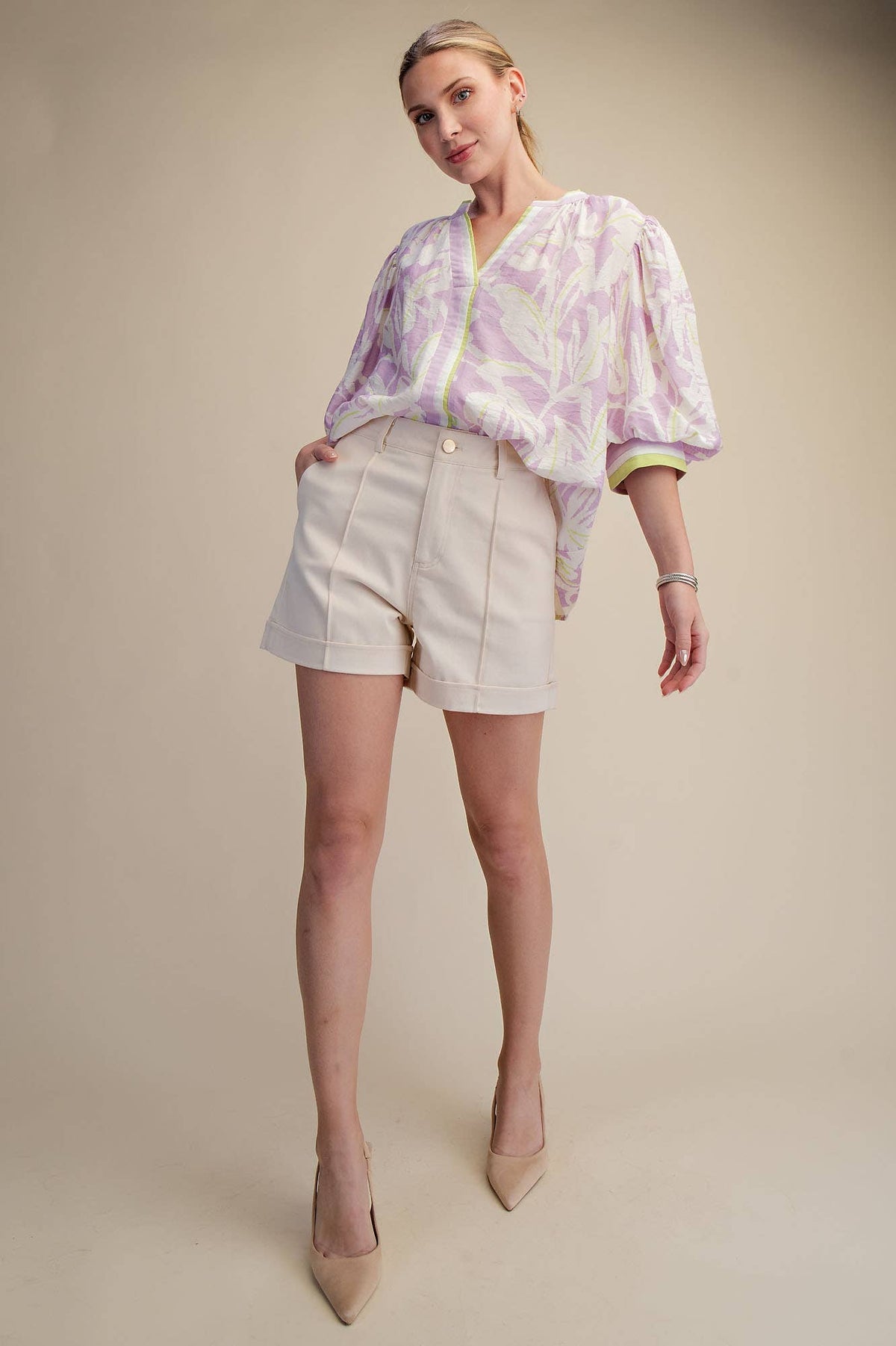 High Waist Seam Detail Shorts