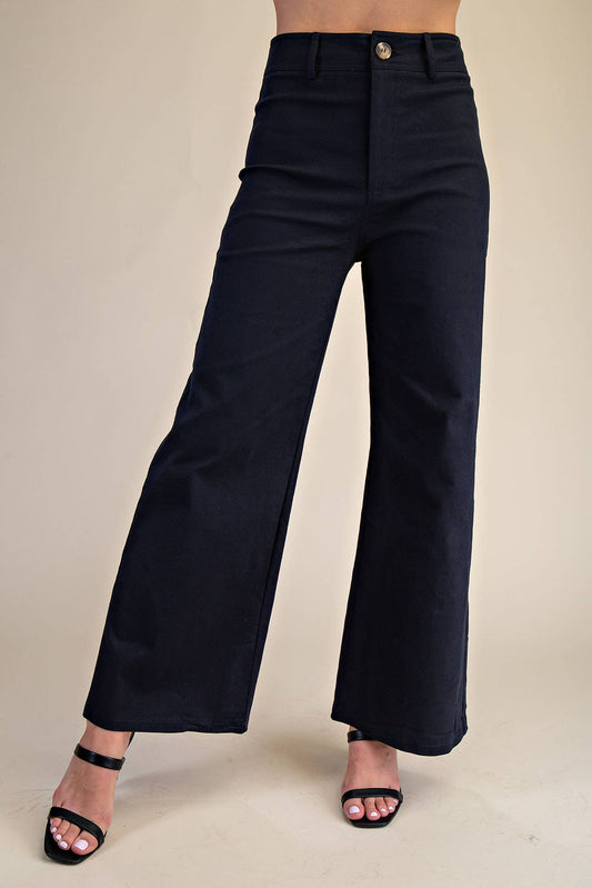 Black High-Waist Straight Pants