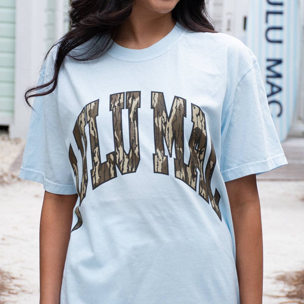 Lulu Mac Mossy Oak Bottomland Adult Chambray Comfort Colors Mossy Oak Tee