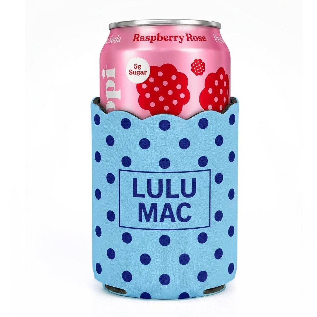 Lulu Mac Light Blue/Navy Dot Koozie