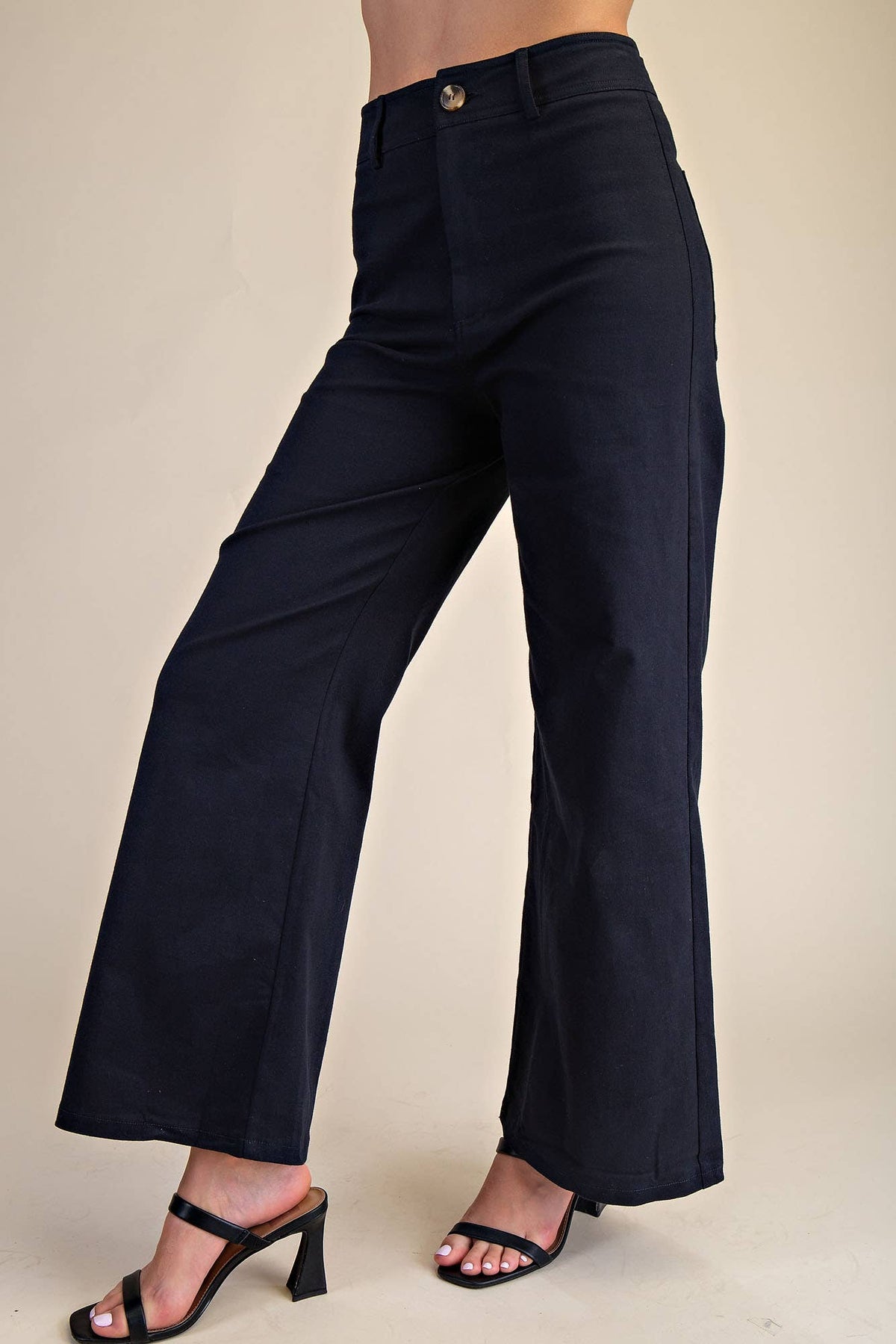 Black High-Waist Straight Pants