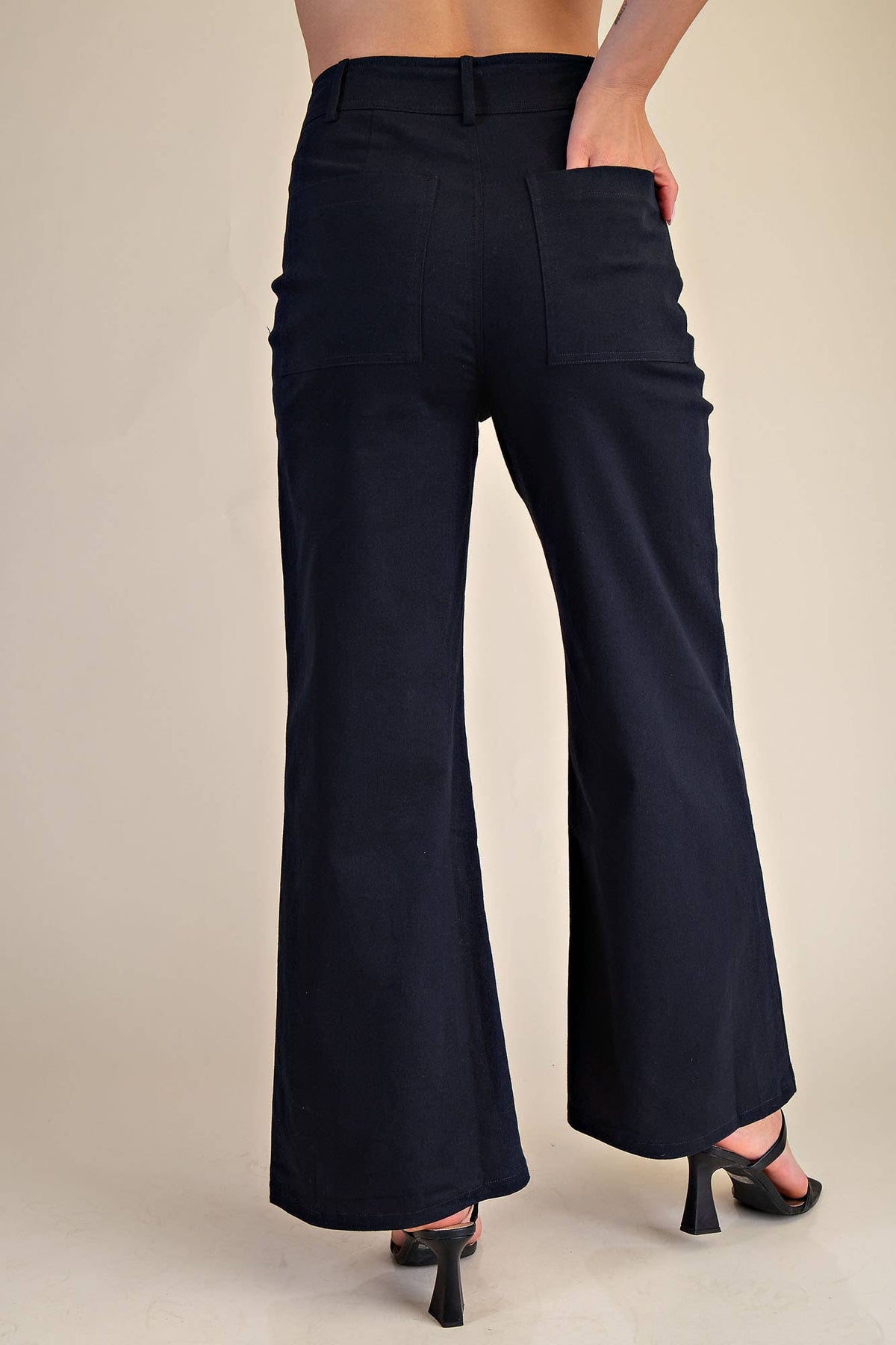 Black High-Waist Straight Pants