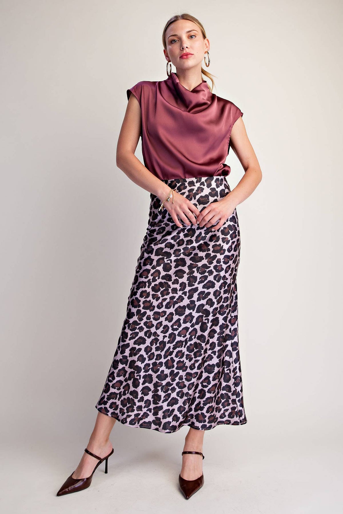 Cowl Neck  Sleeveless Satin Top