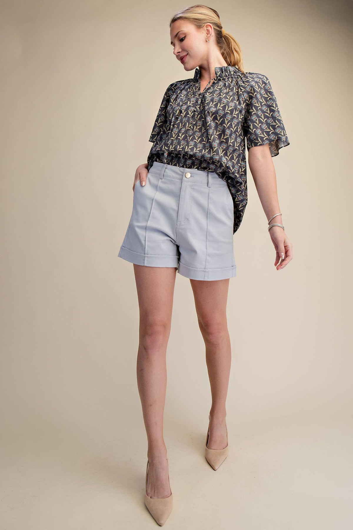 High Waist Seam Detail Shorts