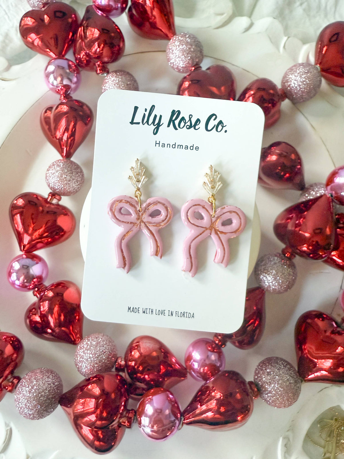 Pink Bow Earrings / Earrings for women 