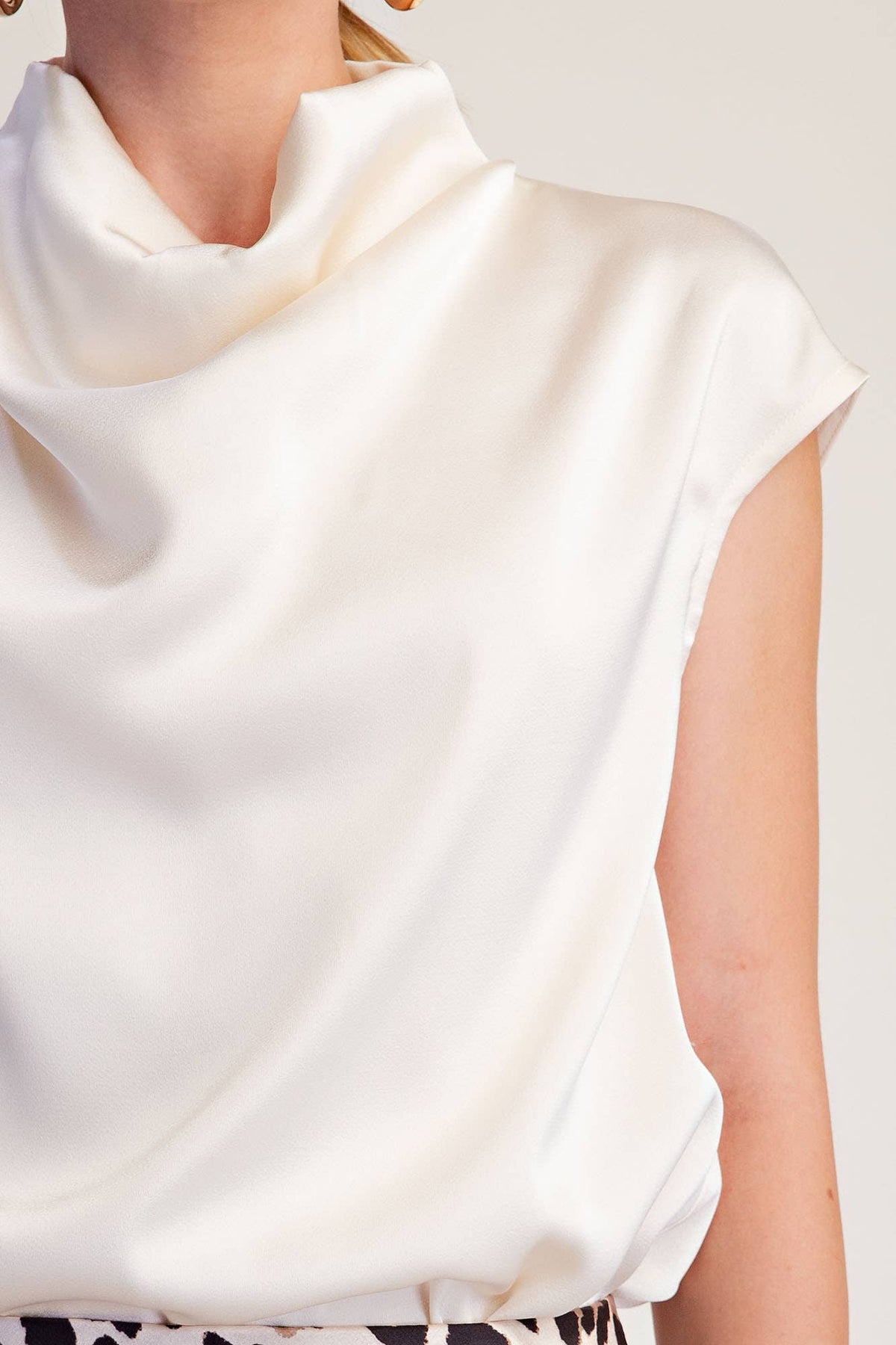 Cowl Neck  Sleeveless Satin Top