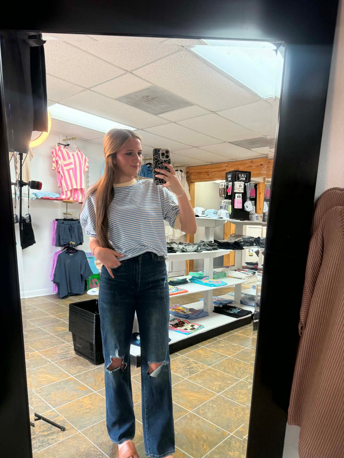 Striped Contrast blue/yellow top