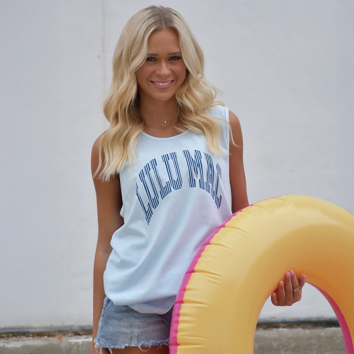 Lulu Mac Stripe Adult Chambray Comfort Colors Tank