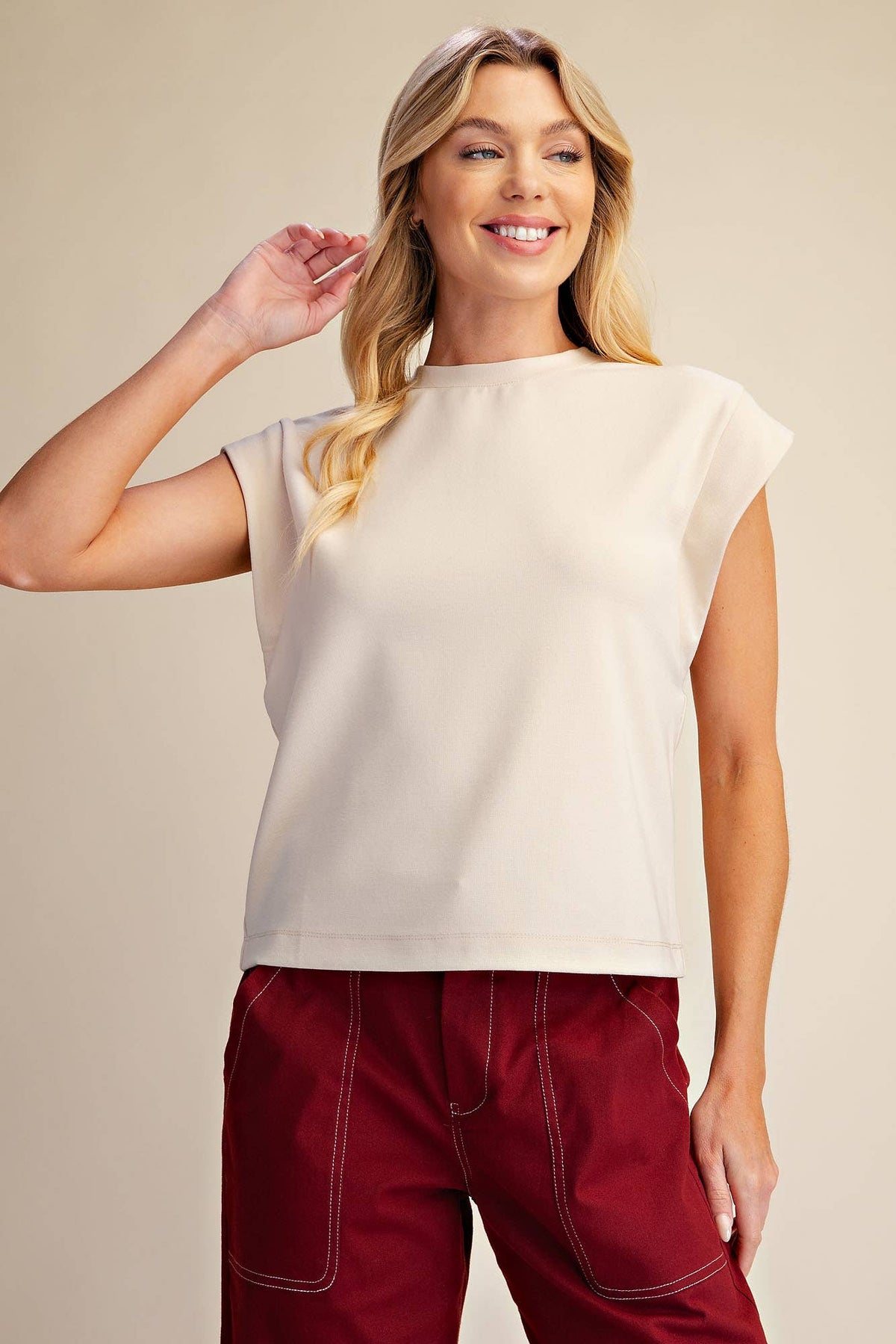 Round Neck Drop Shoulder Pullover Top