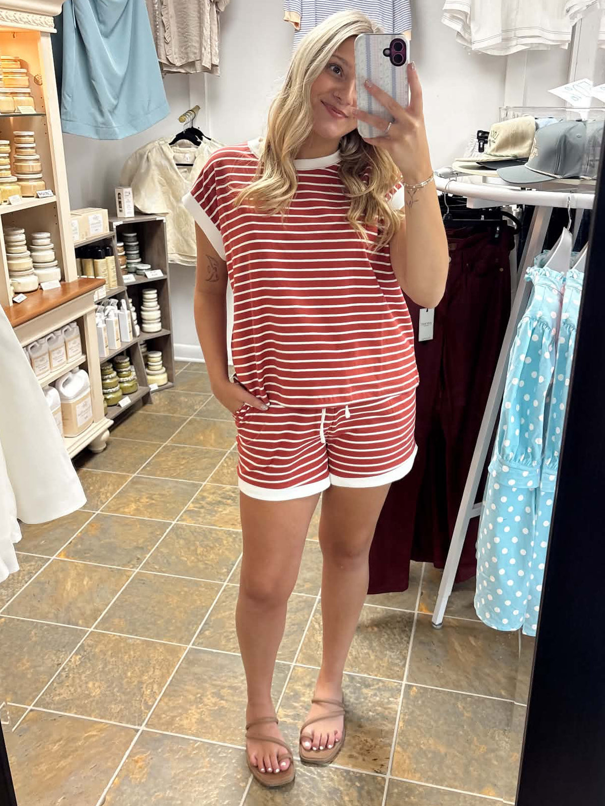 Rust Stripe rib banded set