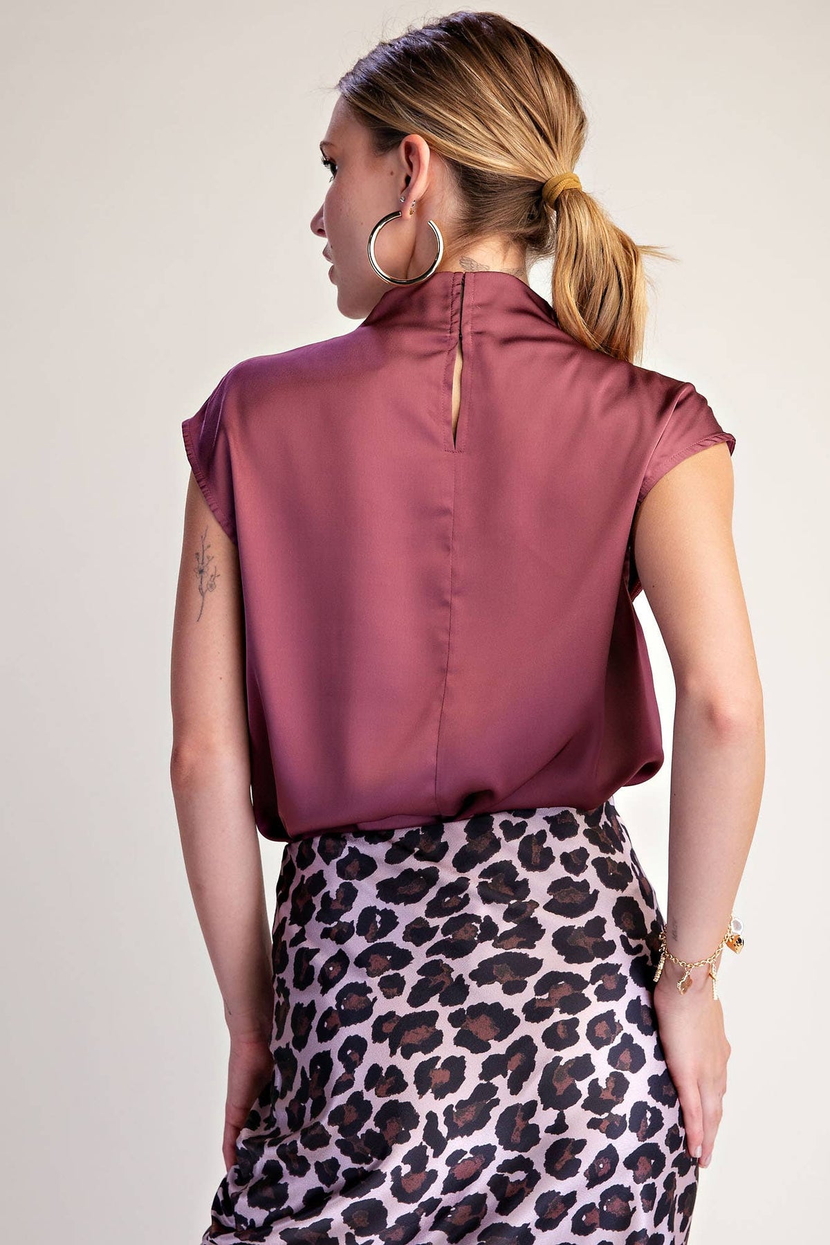 Cowl Neck  Sleeveless Satin Top