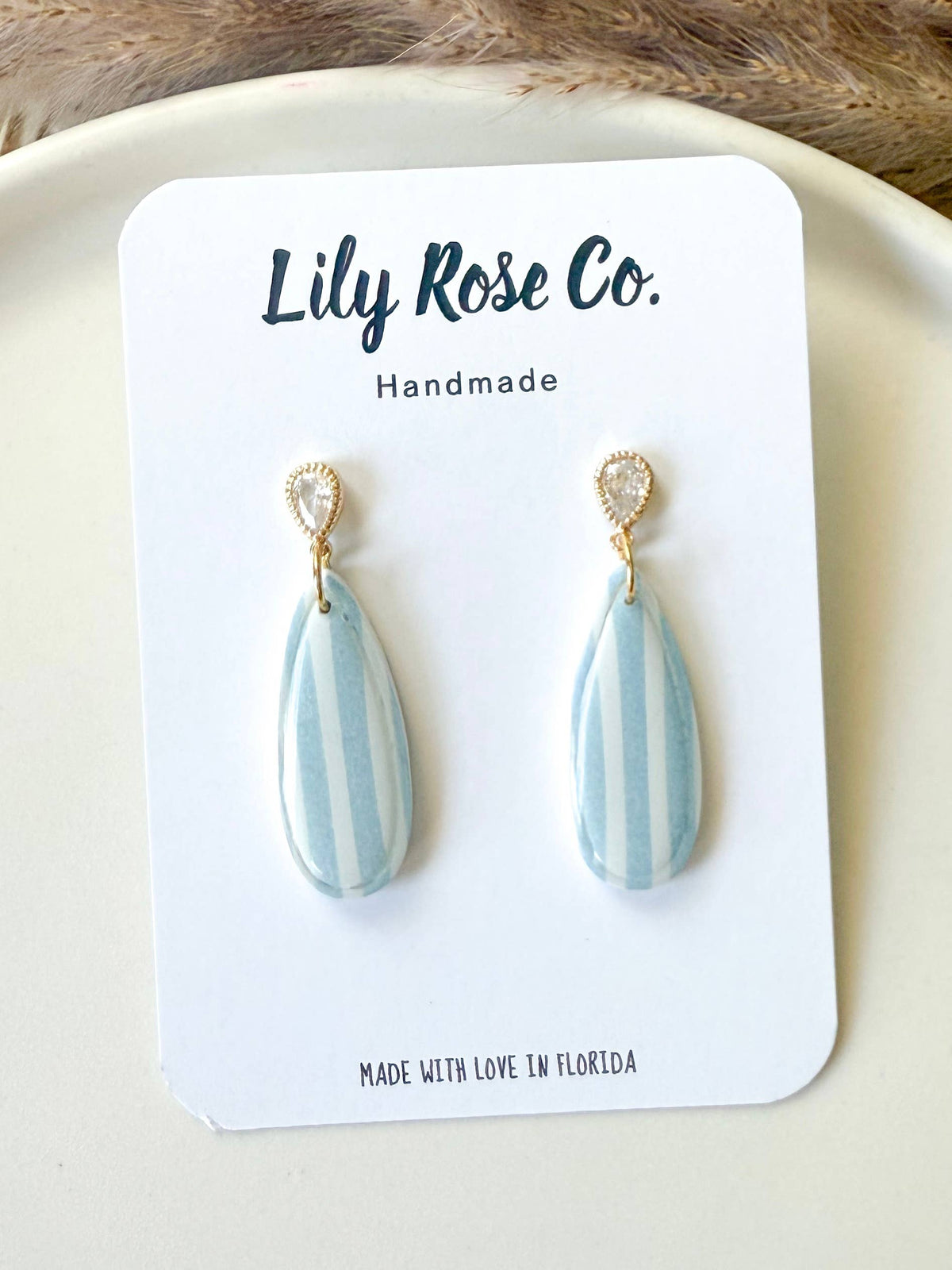 Blue Striped Earrings/ Clay earrings / Women’s Earrings