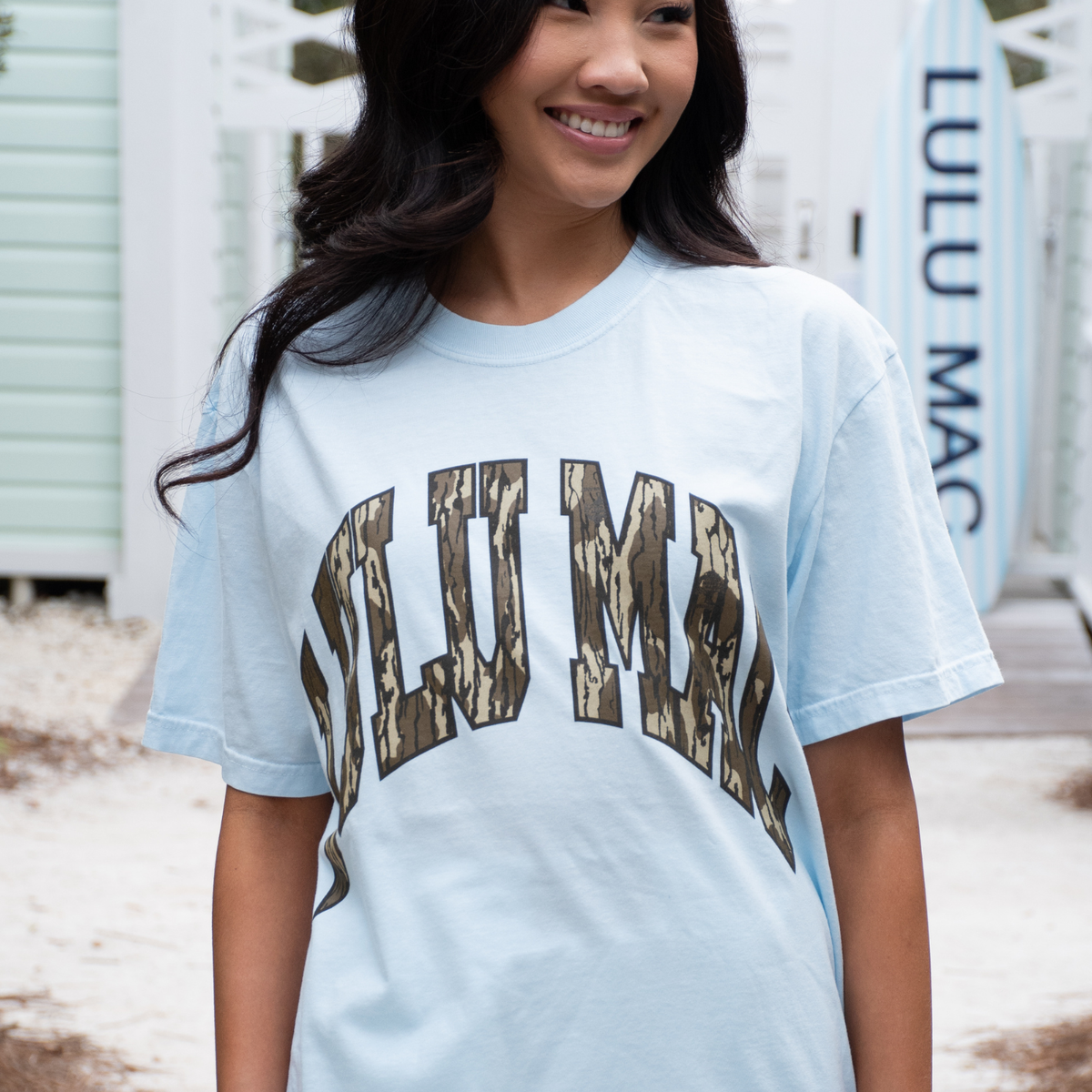 Lulu Mac Mossy Oak Bottomland Adult Chambray Comfort Colors Mossy Oak Tee