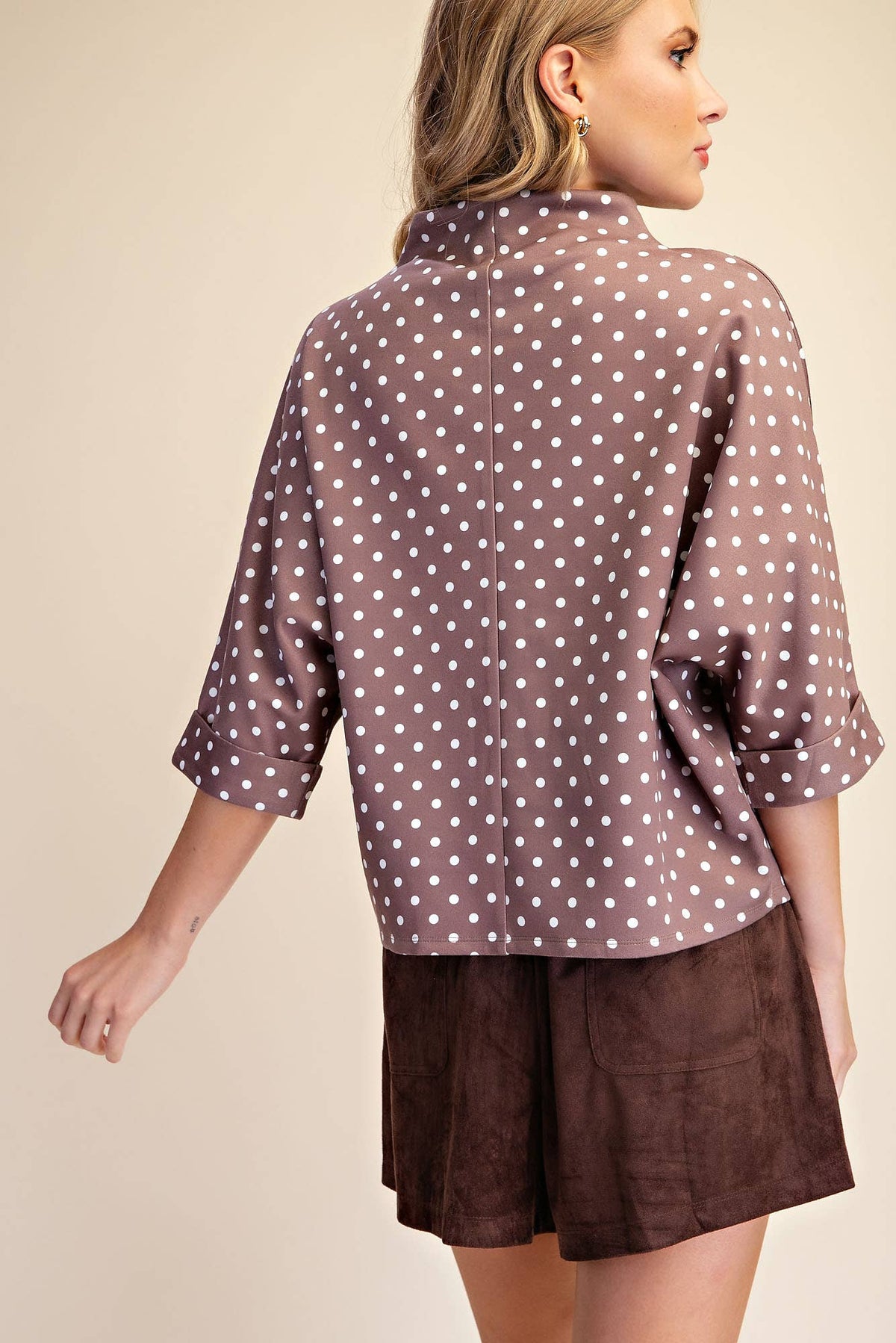 Polka Dot Mock-Neck Top