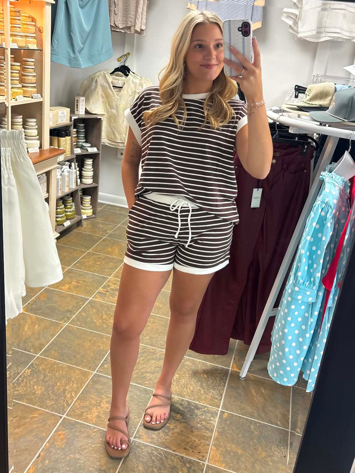 Chocolate Stripe rib banded set