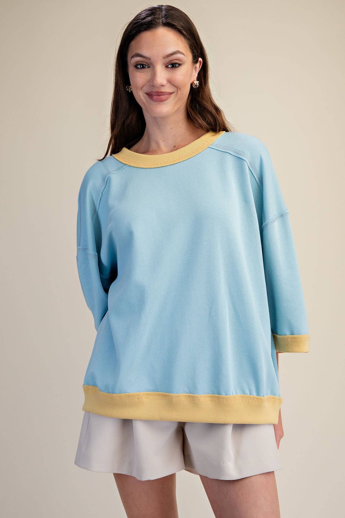 Oversized Sweatshirt Pullover Seam Detailed Raglan Sleeve