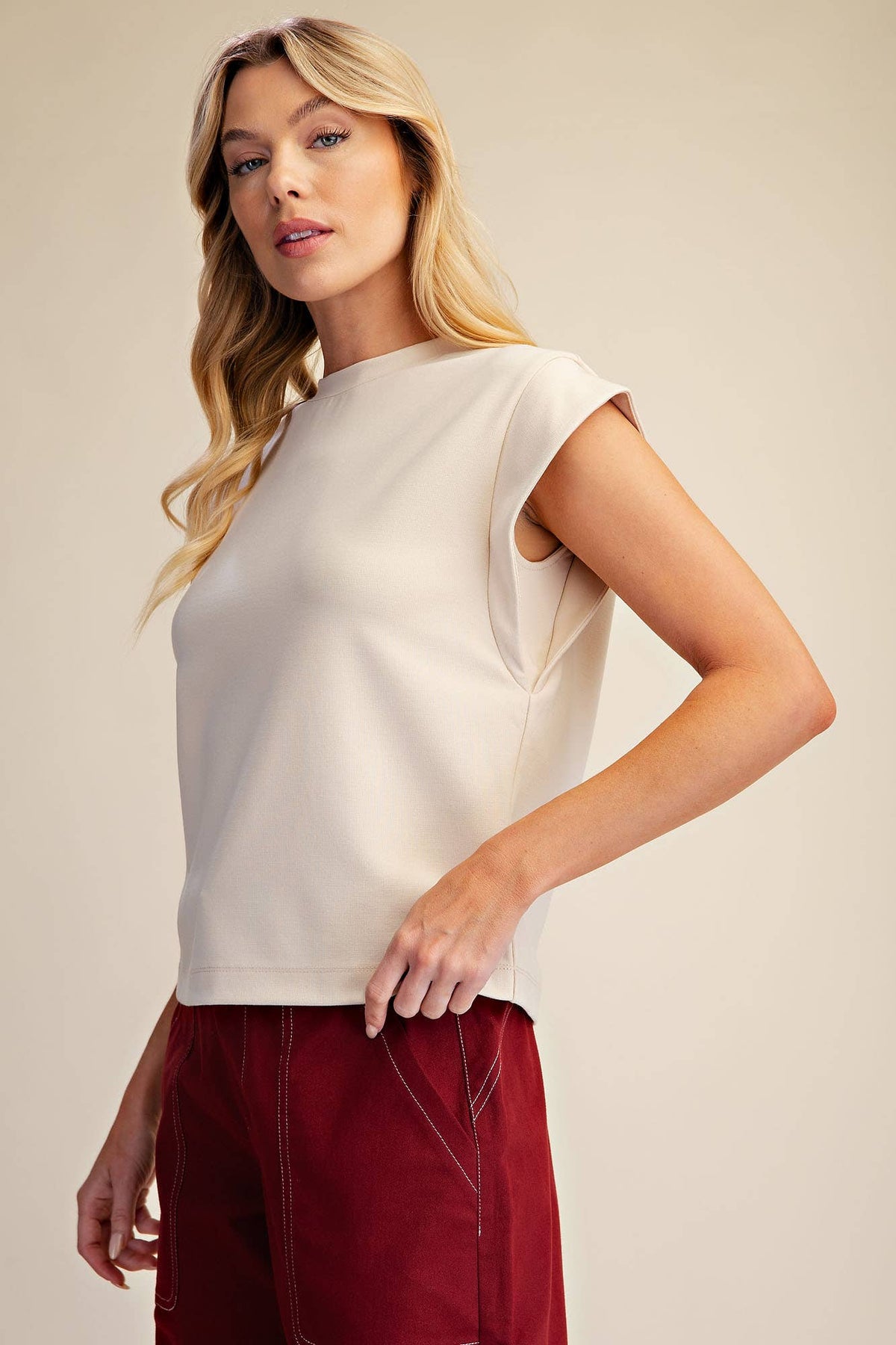 Round Neck Drop Shoulder Pullover Top