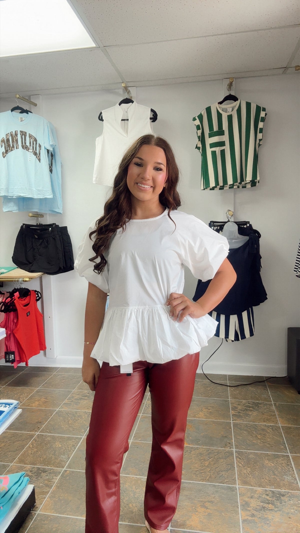 Faux Leather Tummy Control High Waisted Straight