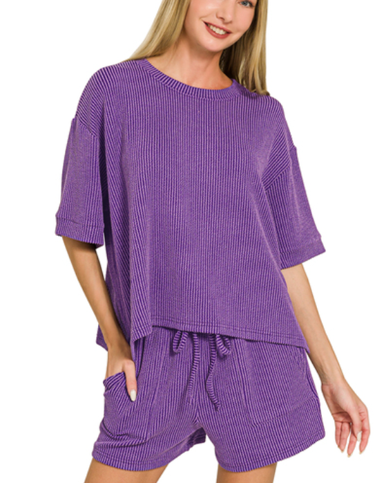 Violet ribbed set