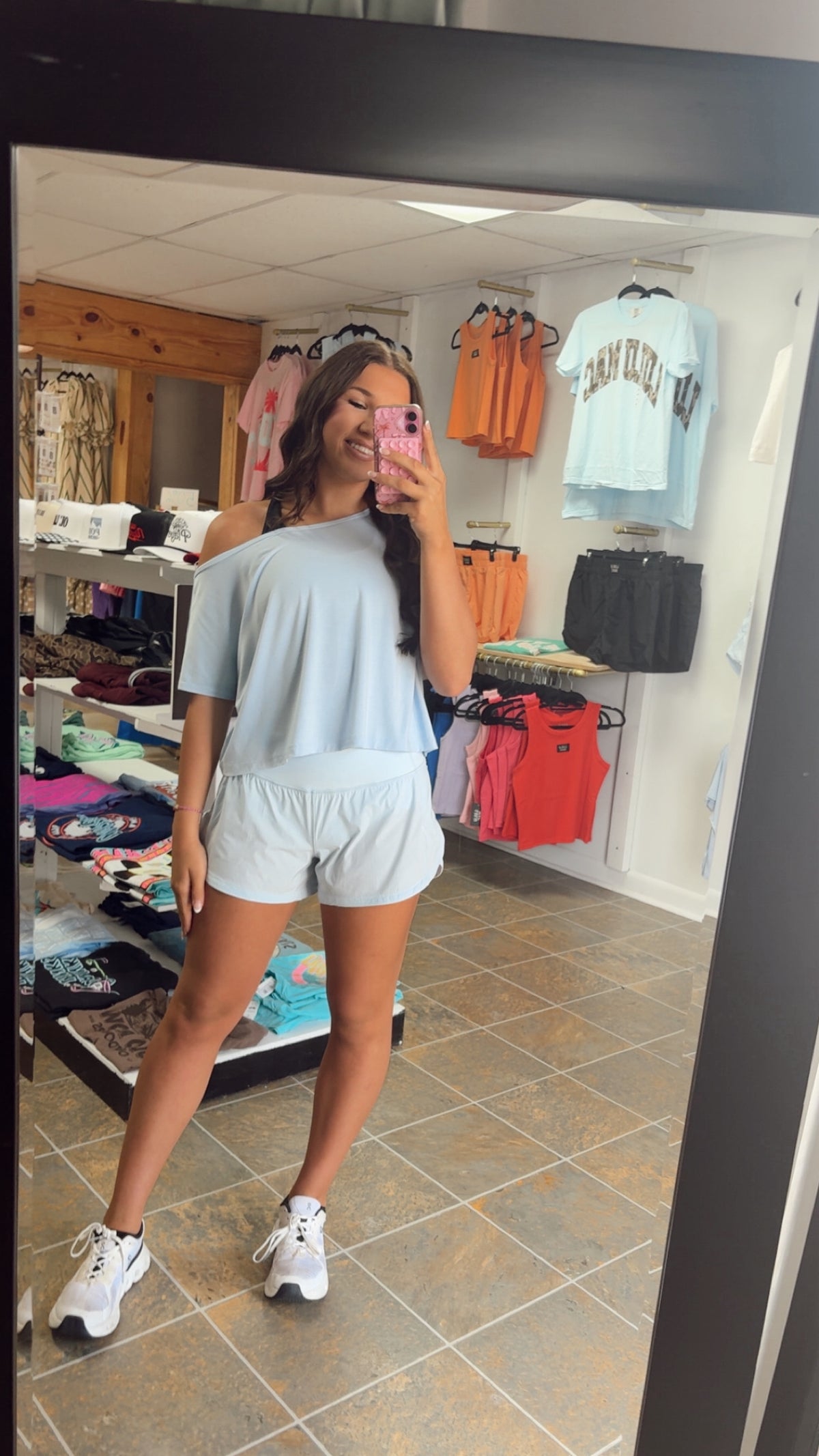 Blue VISCOSE MODAL CROPPED OFF SHOULDER TOP