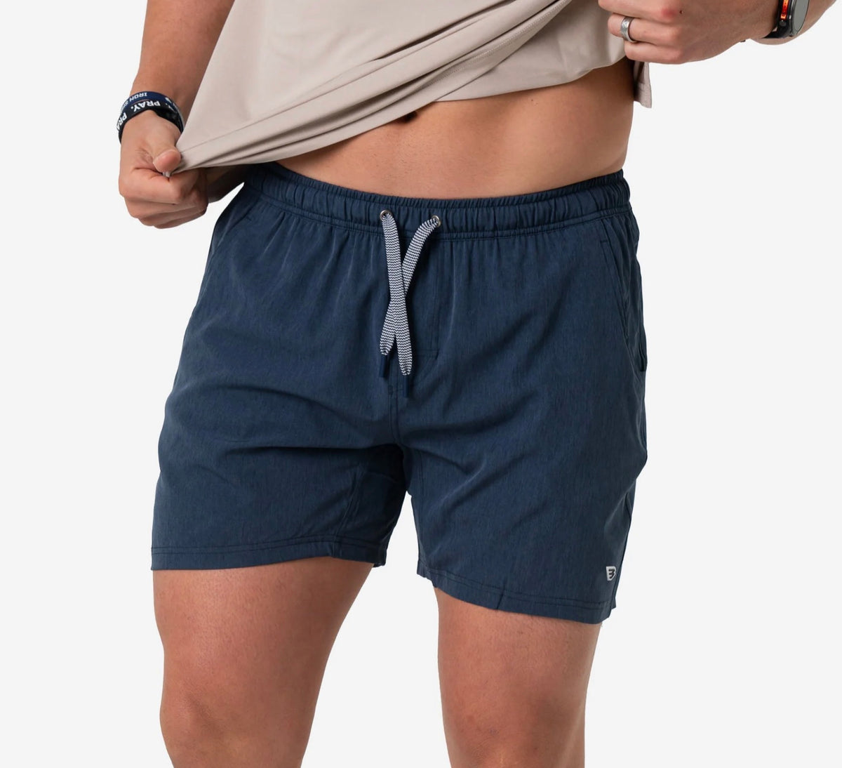 Burlebo navy 7” athletic shorts