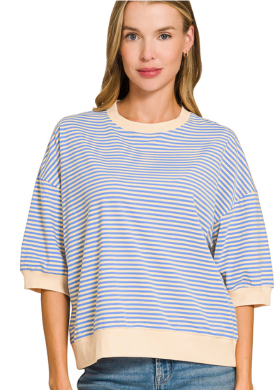Striped Contrast blue/yellow top