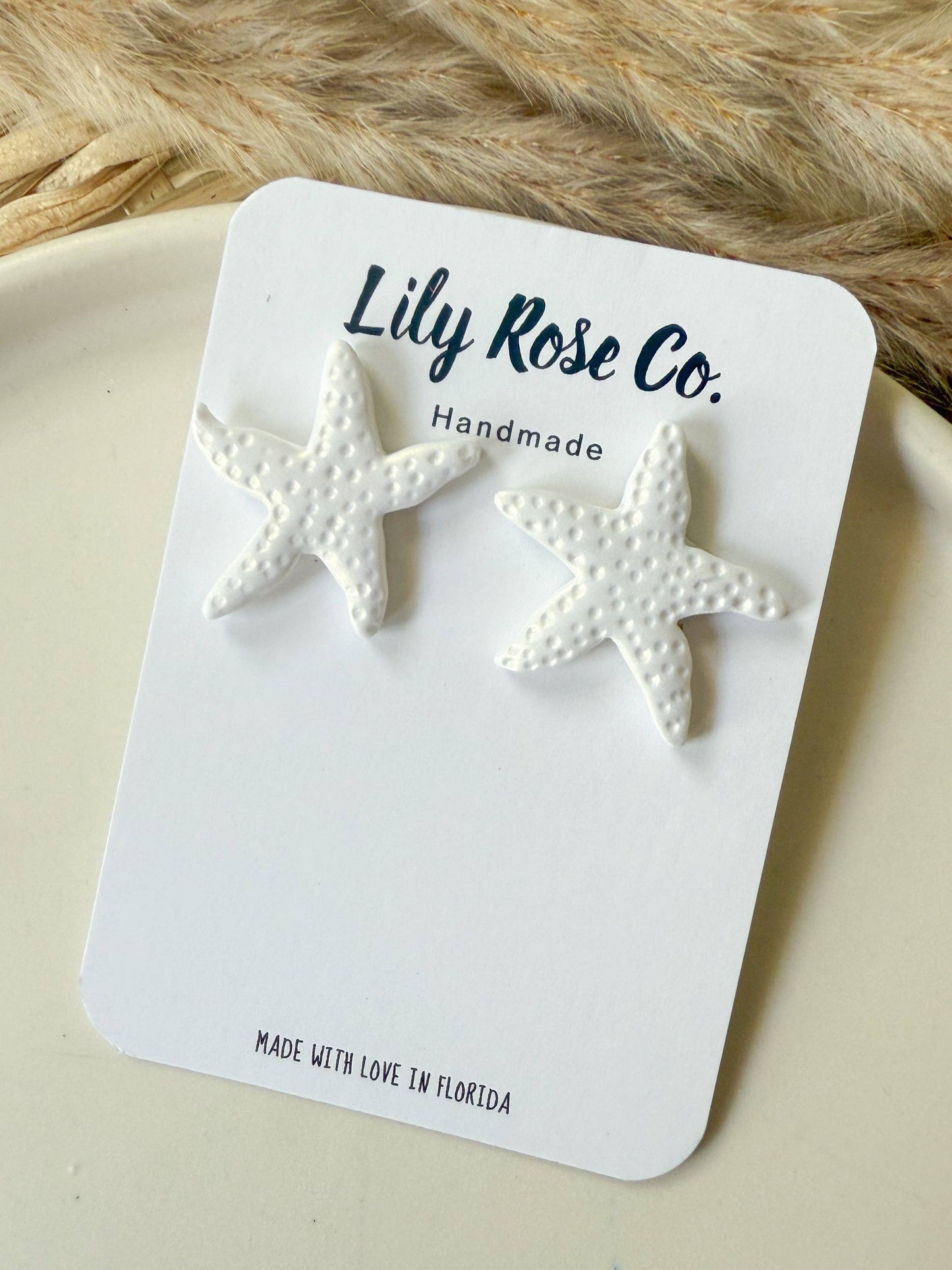 White Shimmer Starfish studs
