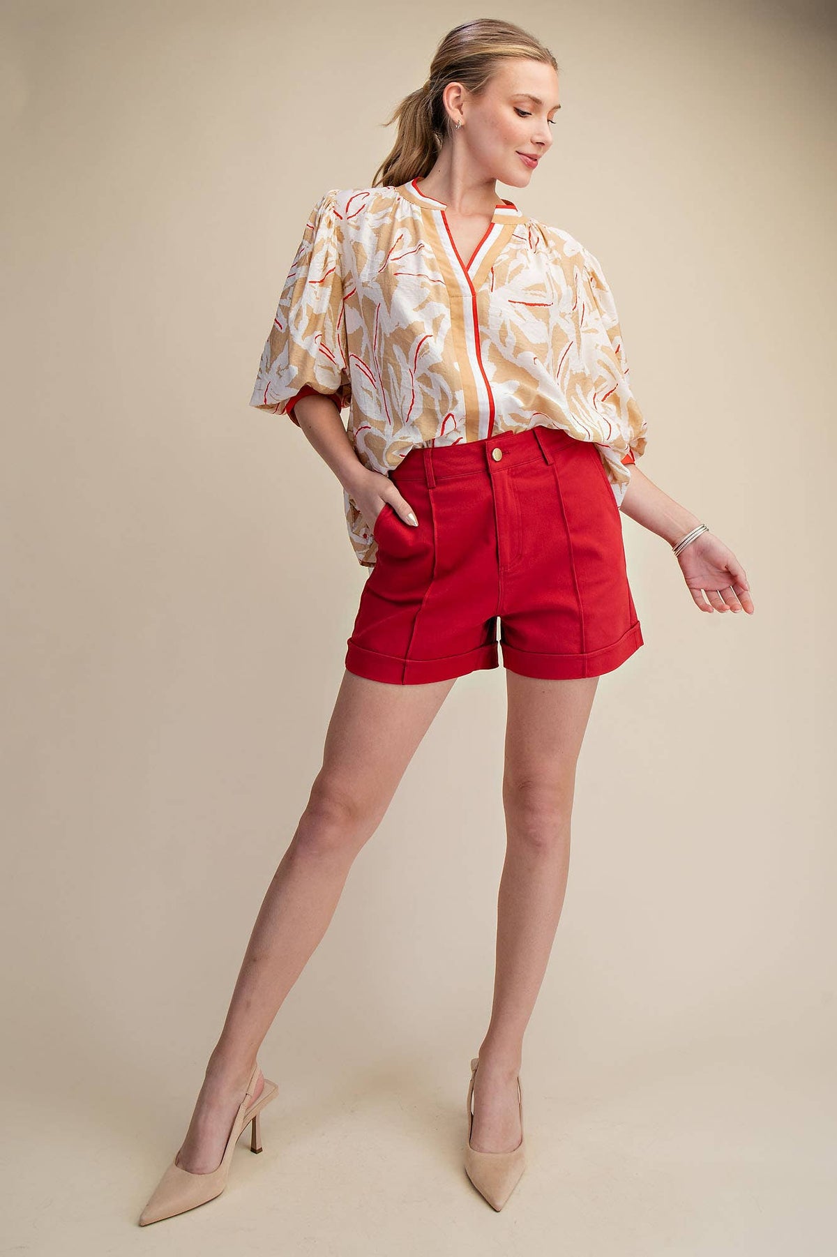 High Waist Seam Detail Shorts