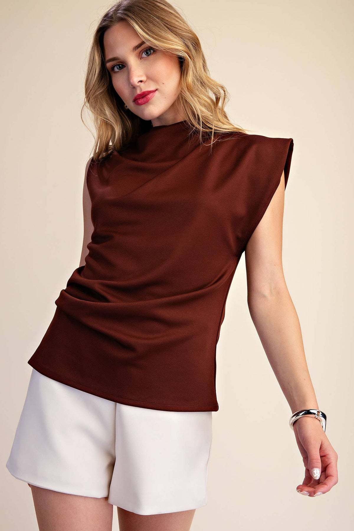 Straight Neckline Asymmetric Sleeveless Top