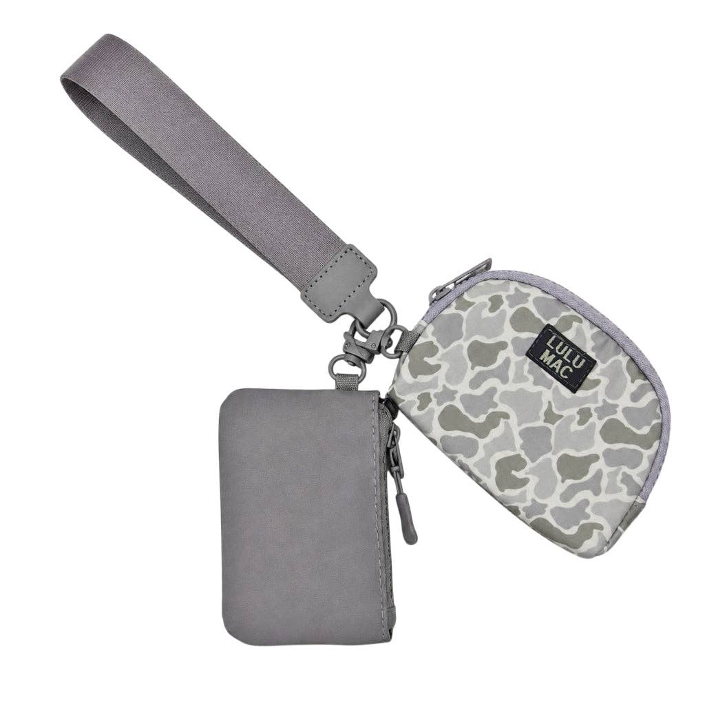 Lulu Mac Grey/White Camo Lulu Mac Double Pouch Wristlets