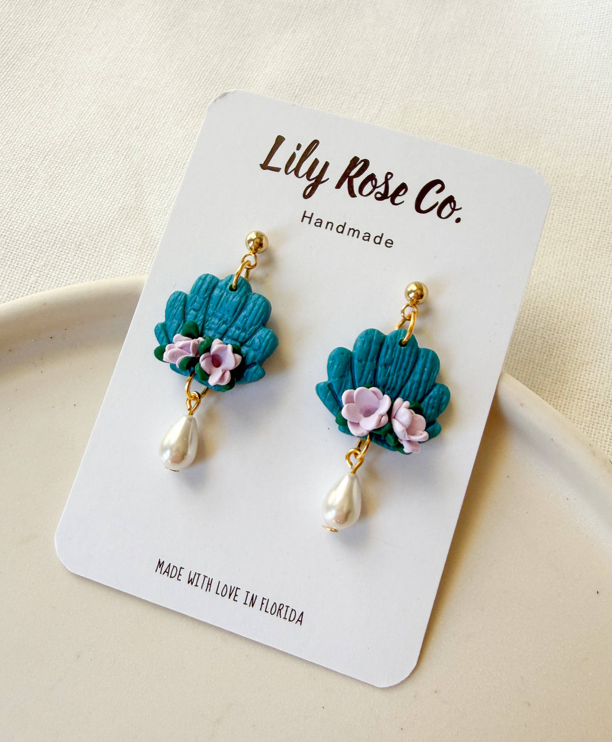 Princess Inspiration  - Teal Shell and Purple Flowers