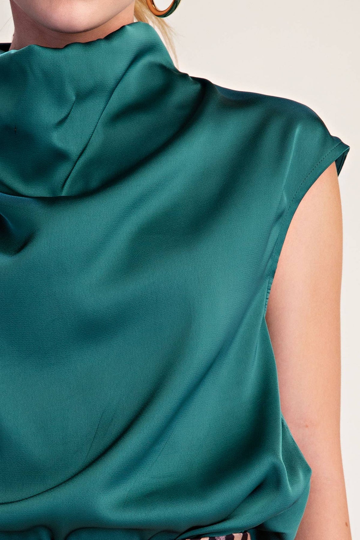 Cowl Neck  Sleeveless Satin Top