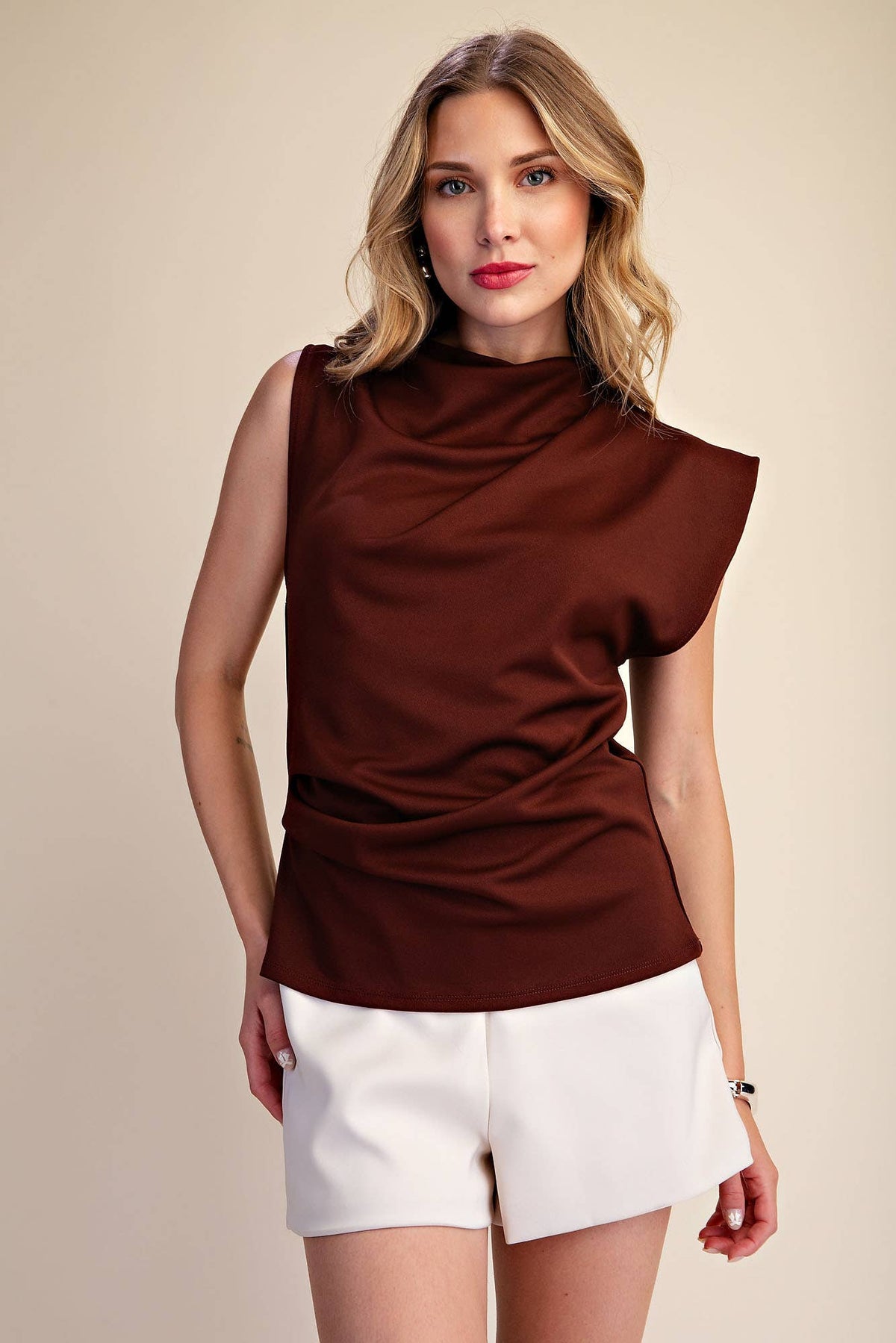 Straight Neckline Asymmetric Sleeveless Top