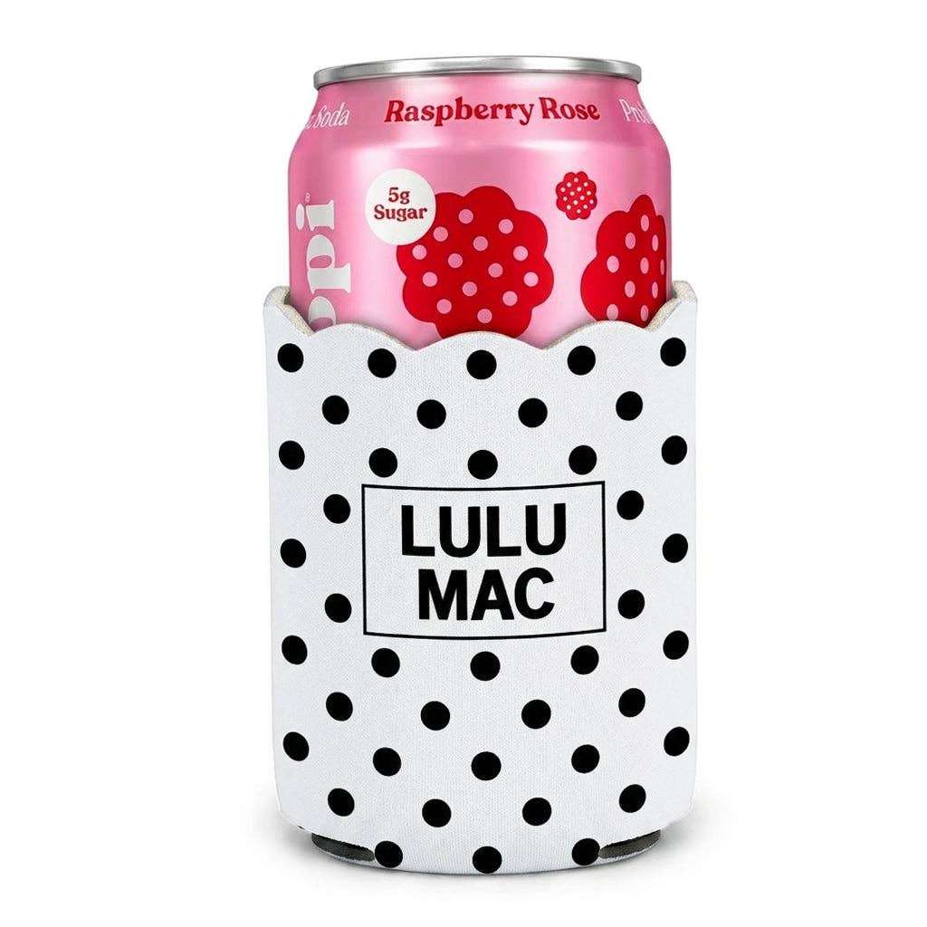 Lulu Mac White/Black Dot Koozie