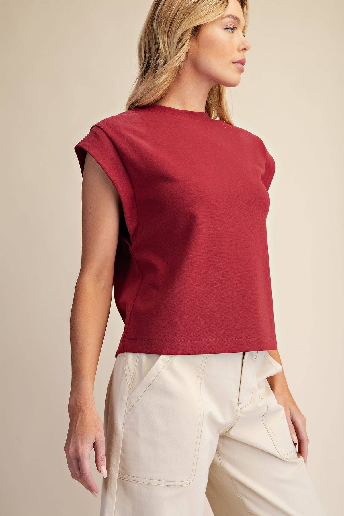 Round Neck Drop Shoulder Pullover Top