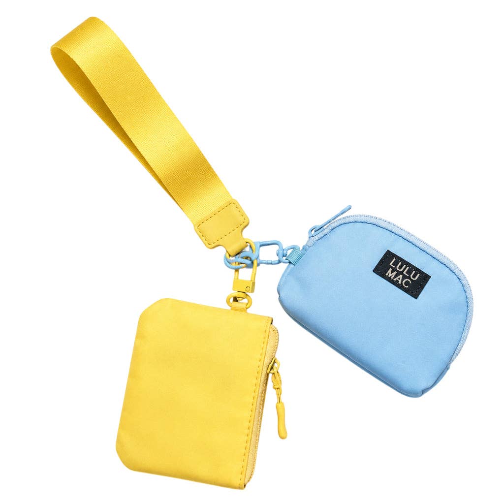 Lulu Mac Butter/Light Blue Lulu Mac Double Pouch Wristlets