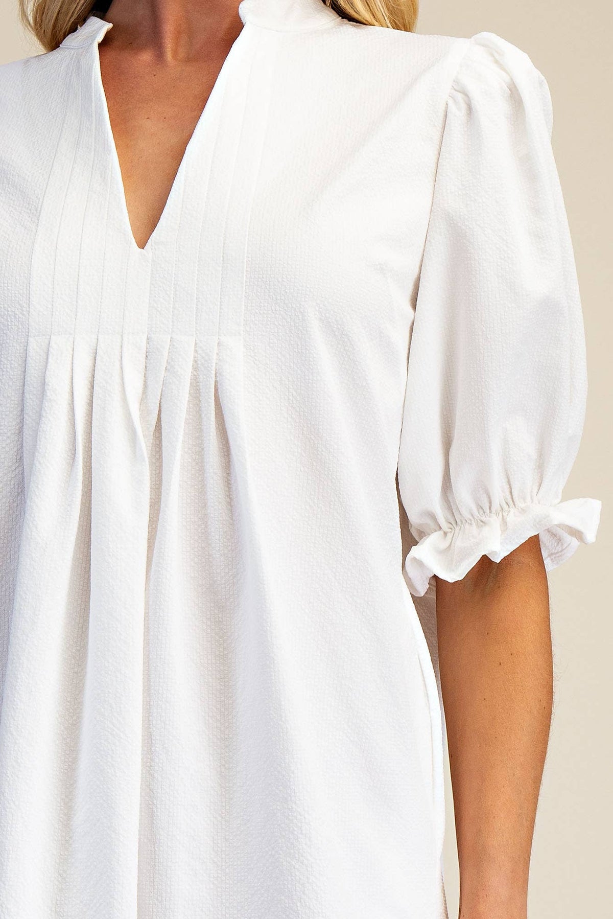 White Puff Sleeve Mini Dress