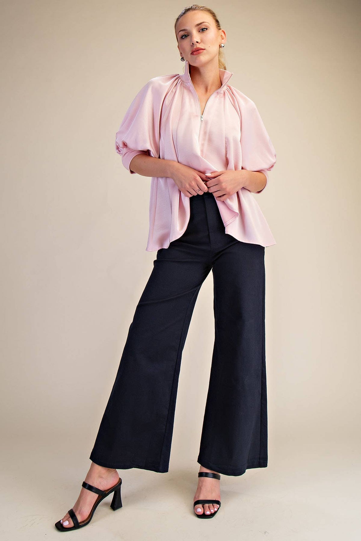 Black High-Waist Straight Pants
